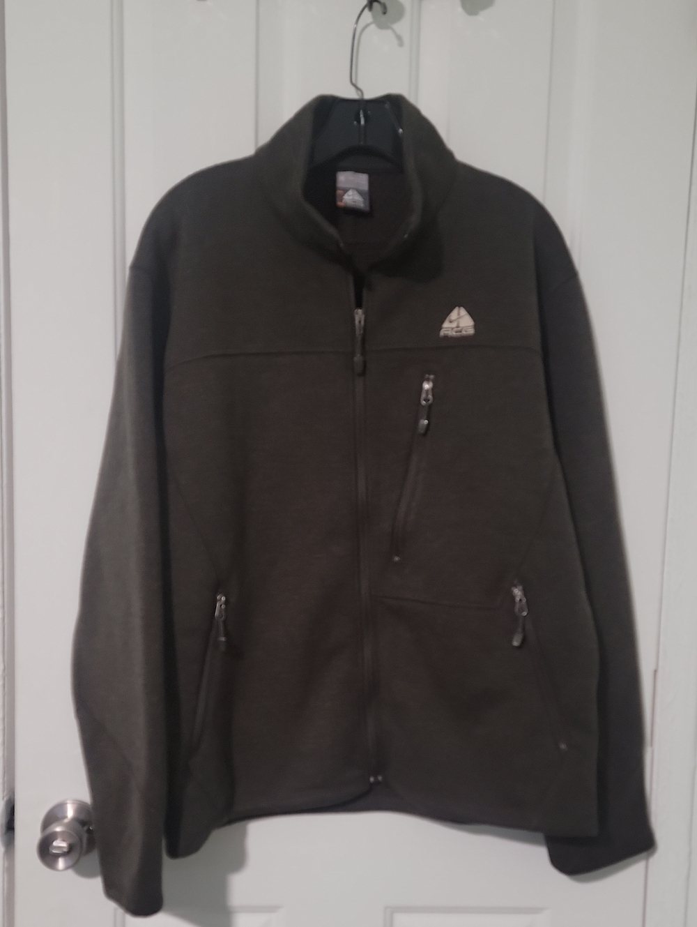 Vintage Nike ACG Hybrid Grid Fleece Wool Blend Full Zip-Up Jacket Brown Medium